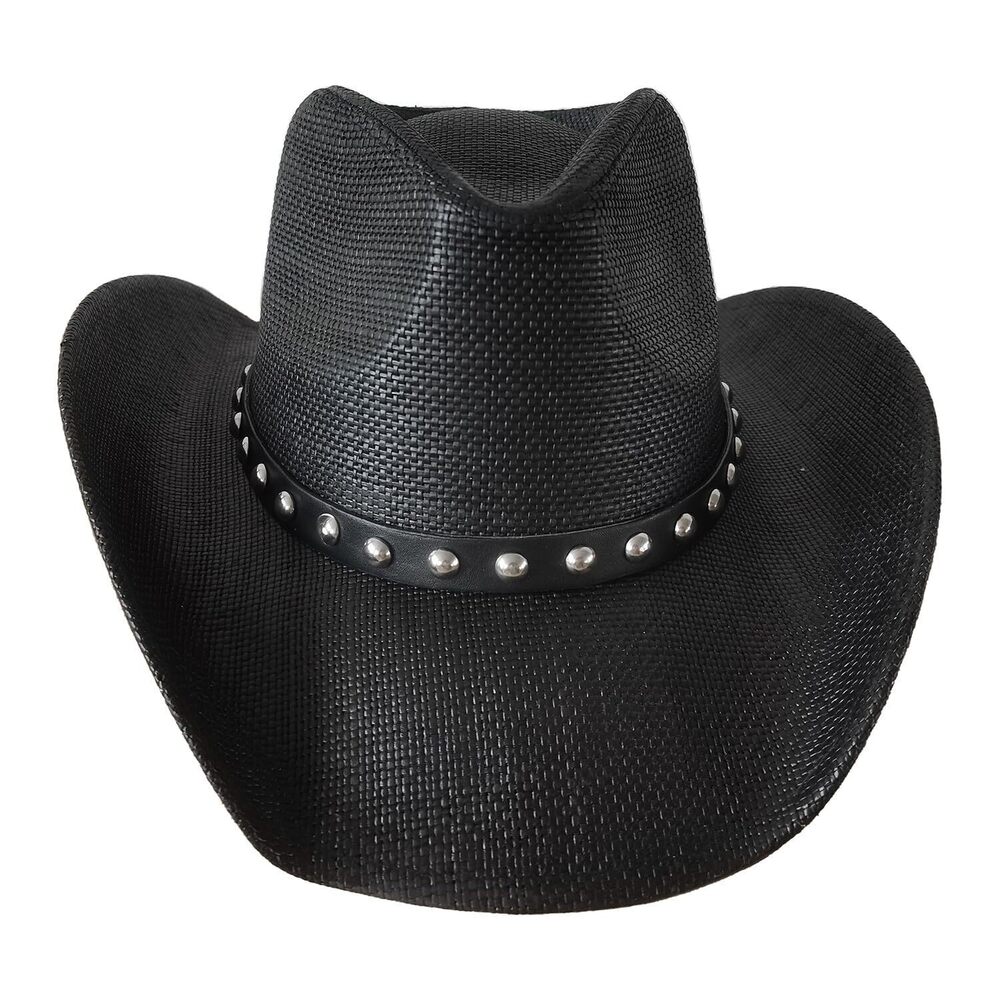 7112 Straw Cowboy Hat and with Shape-It Brim, Western Cowboy Hat Black